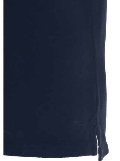 Shop Tom Ford Piqué Cotton  Shirt Polo Blue