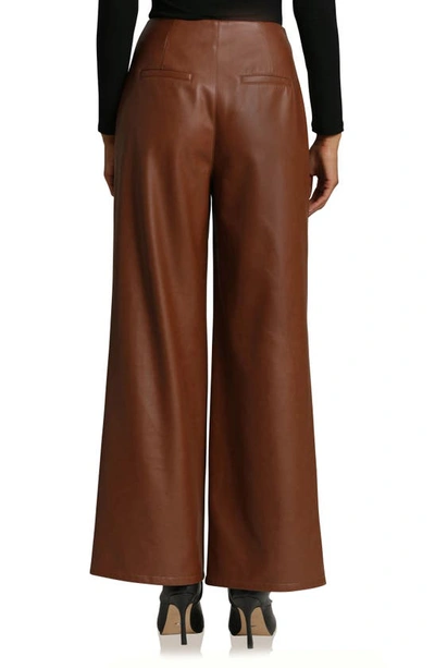 Shop Avec Les Filles Wide Leg Faux-ever Leather™ Pleated Pants In Sienna