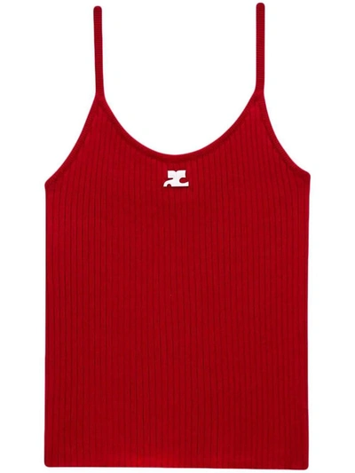 Shop Courrèges Ribbed Tank Top Clothing In Red