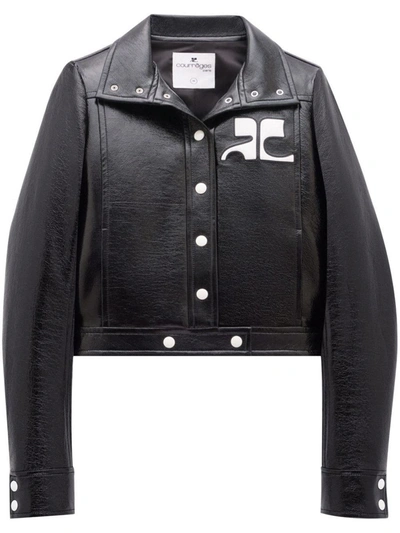 Shop Courrèges Re-edition Vinyl Jacket Clothing In Black