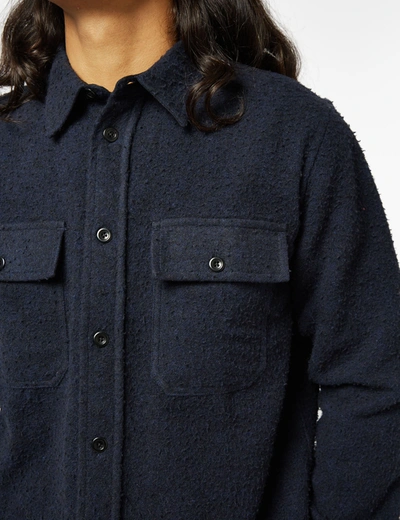 Shop Norse Projects Silas Textured Overshirt (wool) In Blue