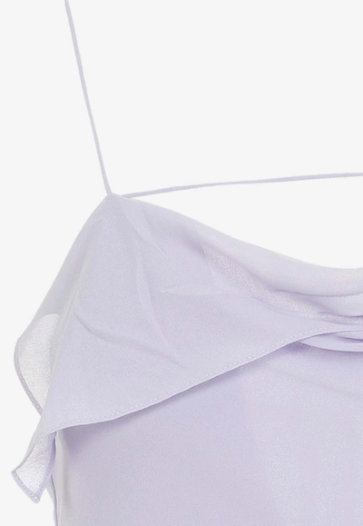 Shop Acne Studios Asymmetric Sleeveless Midi Dress In Purple