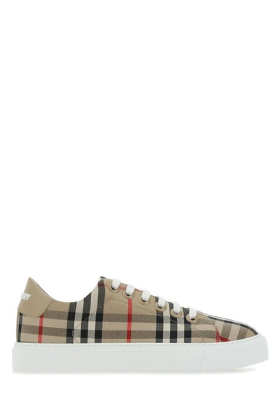 Shop Burberry Woman Embroidered Canvas Sneakers In Multicolor