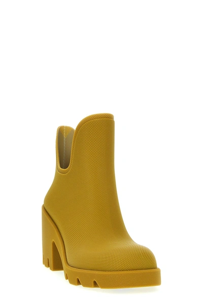 Burberry Woman Ankle Boots Mustard Size 8 Rubber In Yellow
