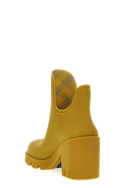 Burberry Woman Ankle Boots Mustard Size 8 Rubber In Yellow