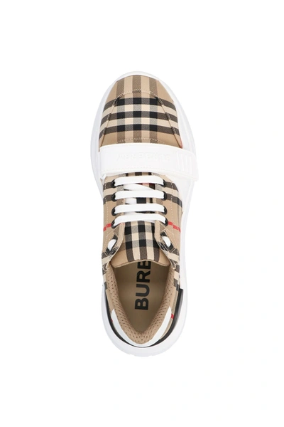 Shop Burberry Women 'new Regis' Sneakers In Cream