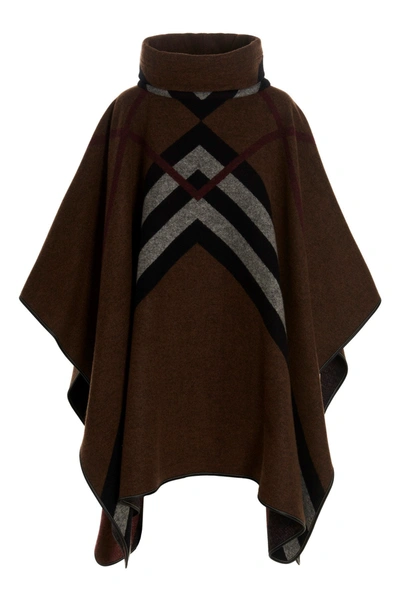 Shop Burberry Women 'wootton' Poncho In Brown