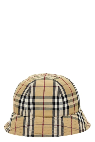 Shop Burberry Women  Check Bucket Hat In Cream