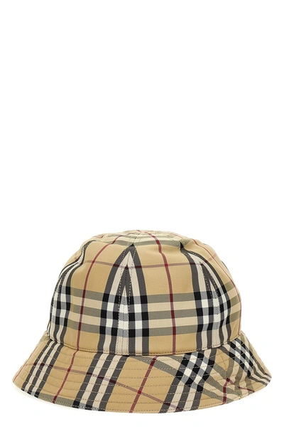 Shop Burberry Women  Check Bucket Hat In Cream