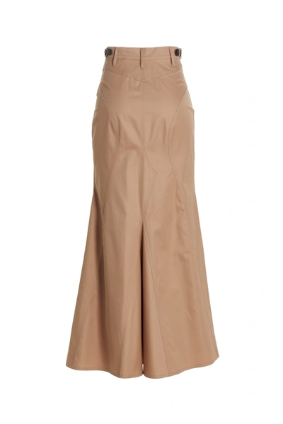 Burberry Button-closure Maxi Skirt With Flattering Silhouette In Cream