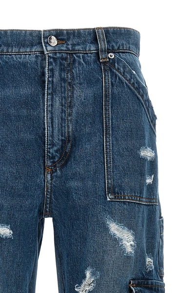 Shop Dolce & Gabbana Women Used Effect Cargo Jeans In Blue