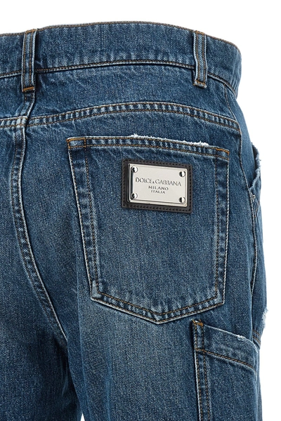 Shop Dolce & Gabbana Women Used Effect Cargo Jeans In Blue