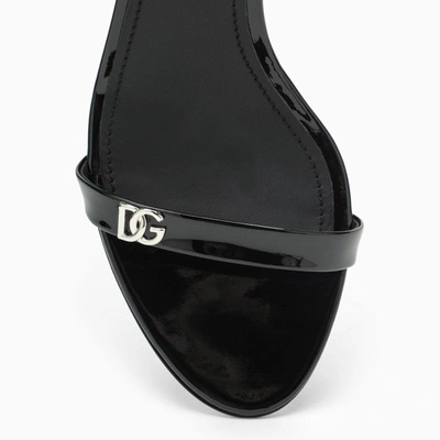 Shop Dolce & Gabbana Dolce&gabbana Black Patent Leather Sandal With Logo Women
