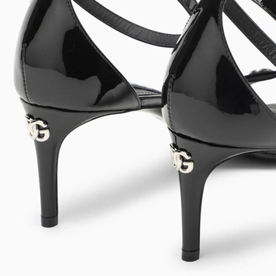 Shop Dolce & Gabbana Dolce&gabbana Black Patent Leather Sandal With Logo Women
