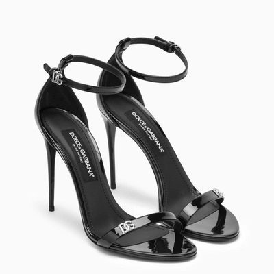 Shop Dolce & Gabbana Dolce&gabbana High Black Patent Leather Sandal With Logo Women