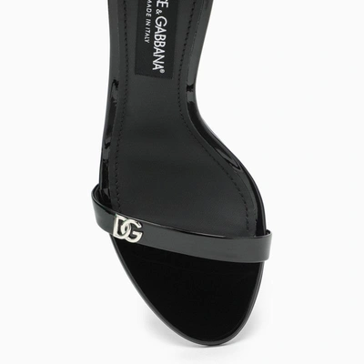 Shop Dolce & Gabbana Dolce&gabbana High Black Patent Leather Sandal With Logo Women