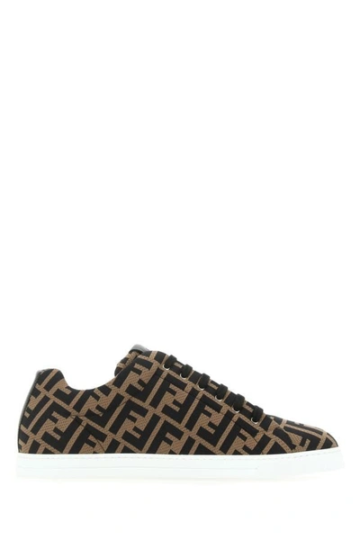 Shop Fendi Man Embroidered Fabric Sneakers In Multicolor