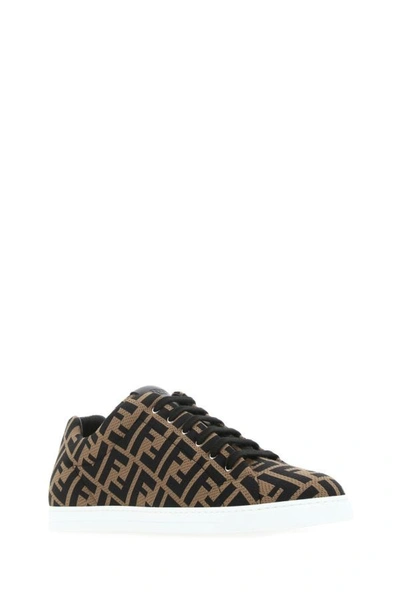 Shop Fendi Man Embroidered Fabric Sneakers In Multicolor