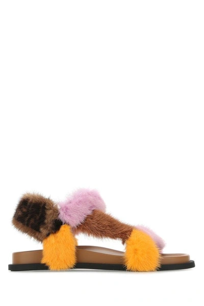 Shop Fendi Woman Multicolor Mink  Feel Sandals