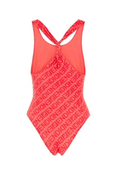 Shop Fendi Woman Printed Stretch Nylon Swimsuit In Multicolor