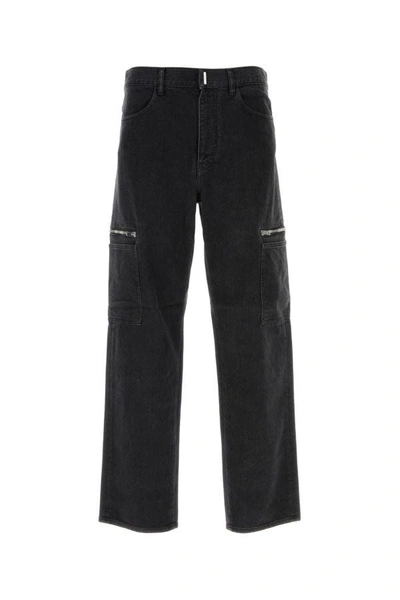 Shop Givenchy Man Black Stretch Denim Cargo Jeans