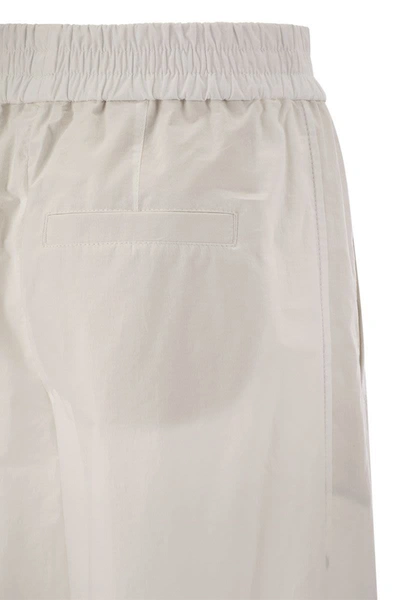 Shop Brunello Cucinelli Relaxed Light Cotton Trousers In White