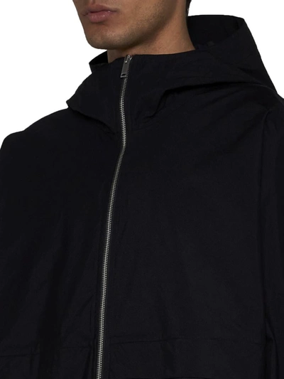 Studio Nicholson Cotton Blend Jacket With Hood And Pockets In Darkest Navy