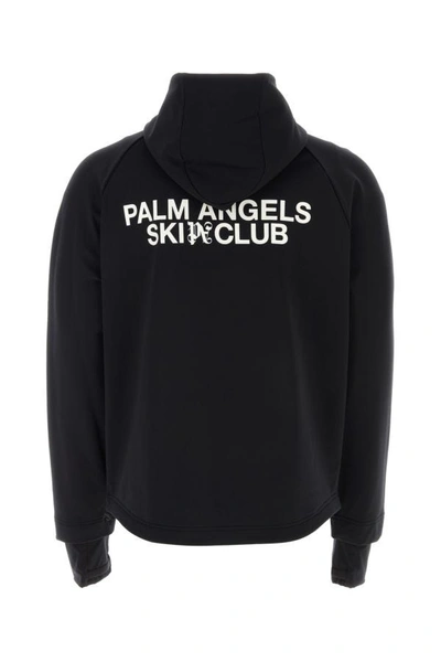 Shop Palm Angels Man Blck Stretch Nylon Pa Ski Club Ski Sweatshirt In Black