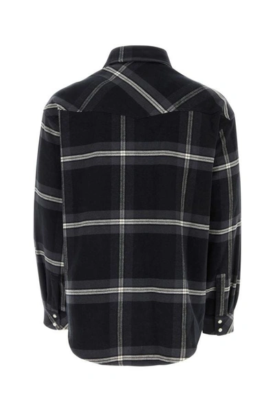 Shop Palm Angels Man Embroidered Flannel Shirt In Multicolor