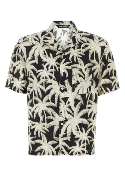 Shop Palm Angels Man Printed Viscose Shirt In Multicolor