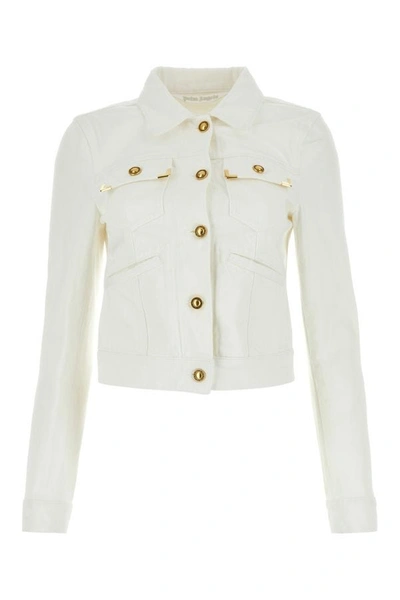Shop Palm Angels Woman White Denim Jacket