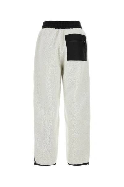 Shop Palm Angels Woman White Teddy Fabric Joggers
