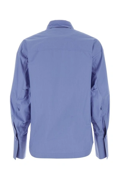 Shop Attico The  Woman Cerulean Blue Poplin Eliza Shirt