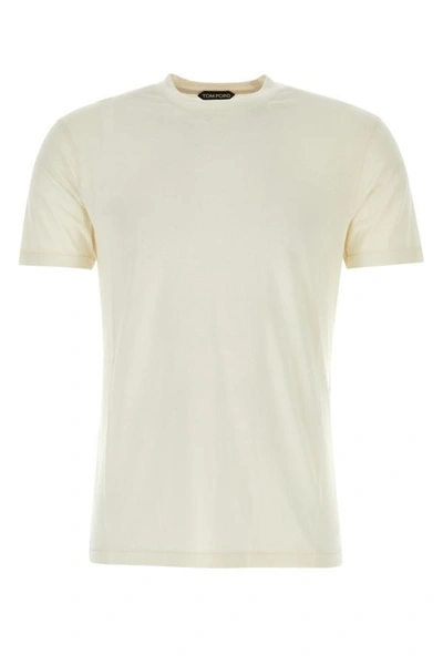 Shop Tom Ford Man Sand Lyocell Blend T-shirt In Brown