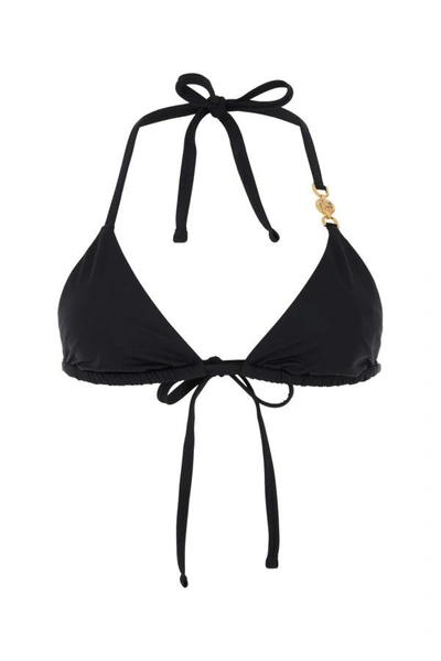 Shop Versace Woman Black Stretch Nylon Bikini Top