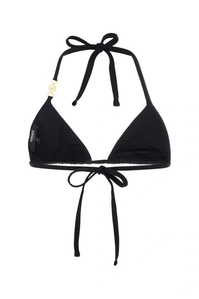 Shop Versace Woman Black Stretch Nylon Bikini Top