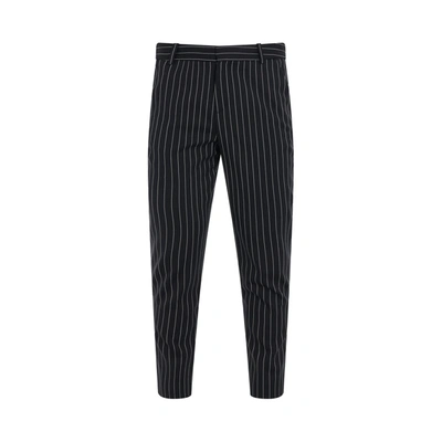 Shop Balmain Pinestripe Wool Straight Pants