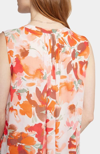Shop Nydj Print Pleat Back Sleeveless Split Neck Blouse In Utopia