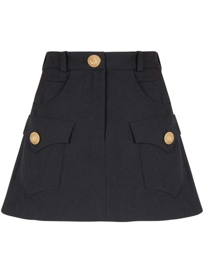 Shop Balmain Western Mini Skirt In Black