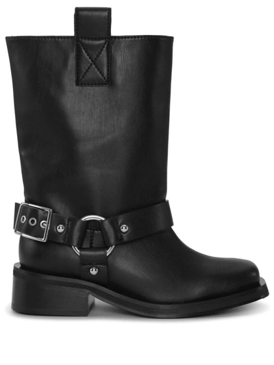 Shop Ganni Boots With Buckle In Black