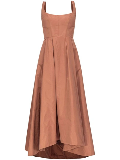 Shop Pinko Square Neckline Dress In Brown