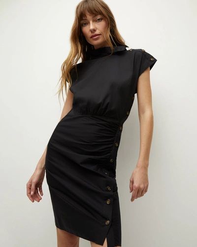 Shop Veronica Beard Arabel Poplin Asymmetrical Dress In Black
