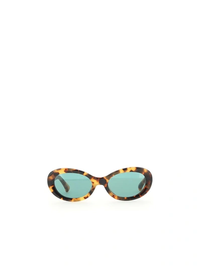 Shop Dries Van Noten Sunglasses In T-shell/green
