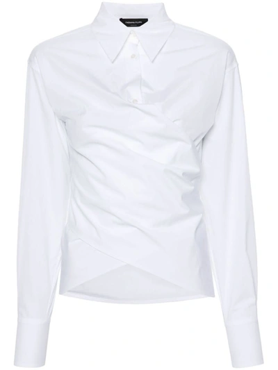 Shop Fabiana Filippi Crossed Detail Cotton Shirt In White