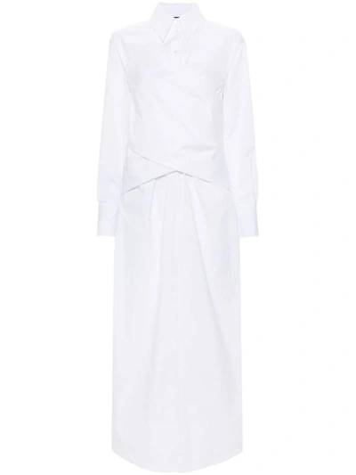 Shop Fabiana Filippi Crossed Detail Cotton Shirt Dress In White