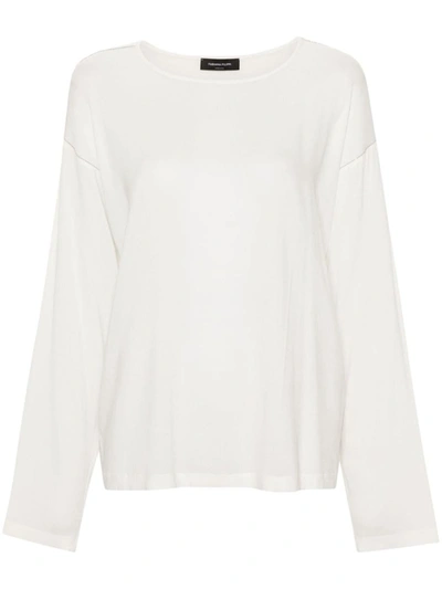Shop Fabiana Filippi Long Sleeve Viscose Top In White