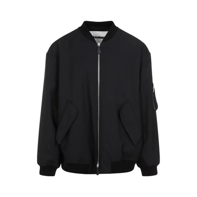 Shop Jil Sander Polyester Bomber Jacket In Black