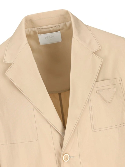 Prada Triangle Patch Button-up Jacket In Rope
