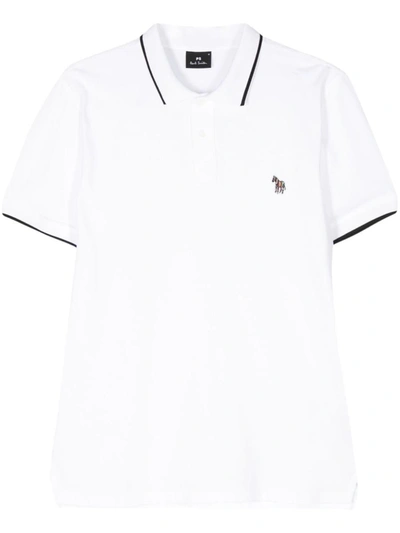 Shop Ps By Paul Smith Ps Paul Smith Zebra Logo Cotton Polo Shirt In White