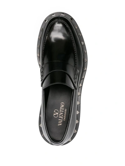 Shop Valentino Garavani Rockstud M-way Leather Loafers In Black